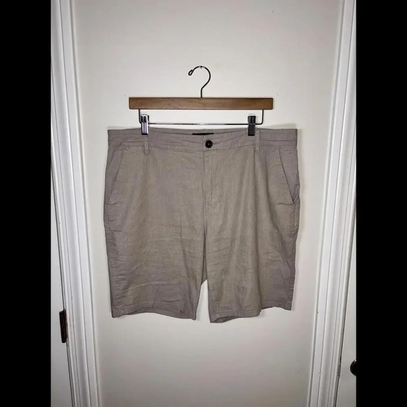 PAIGE Relaxed Fit Tan Linen Shorts - Picture 2 of 7